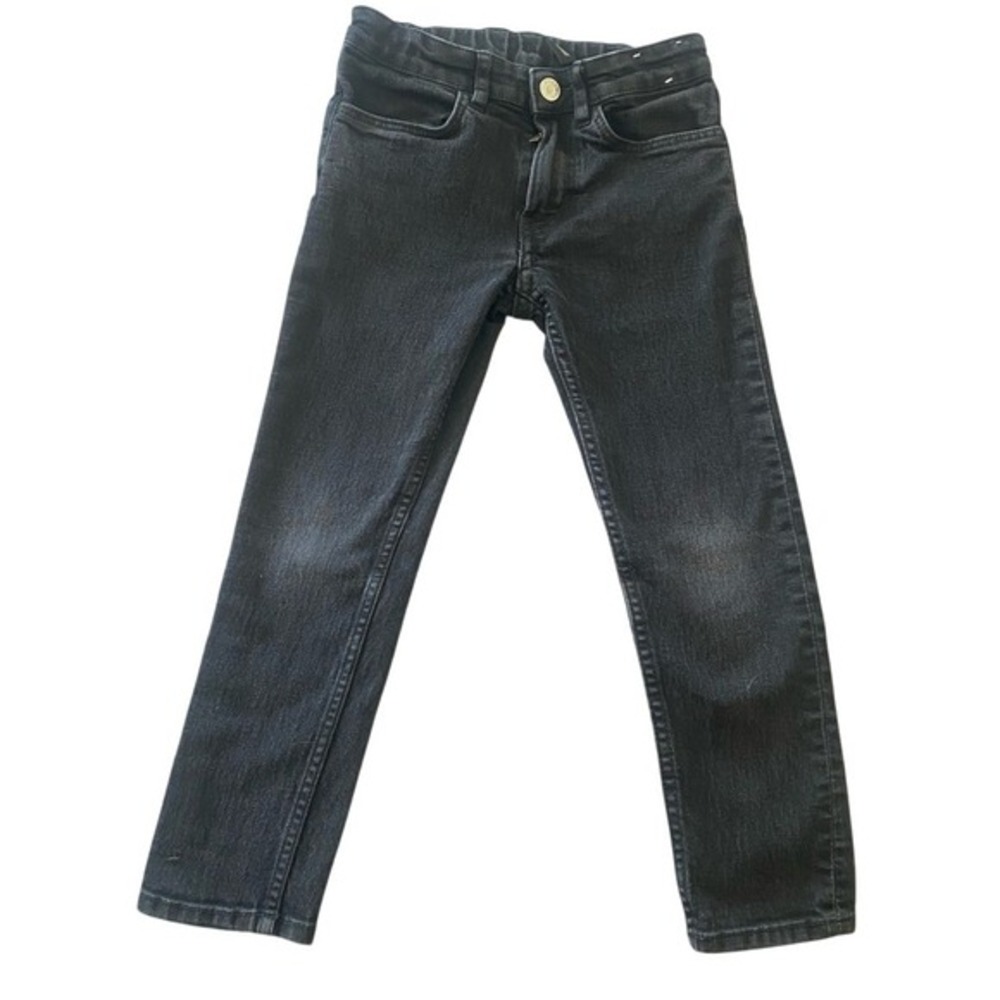 BOYS BLACK DENIM JEANS 5y-6y JEAN ADJUSTABLE ZIPPER‎ WITH SNAP CLOSURE